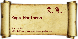 Kopp Marianna névjegykártya